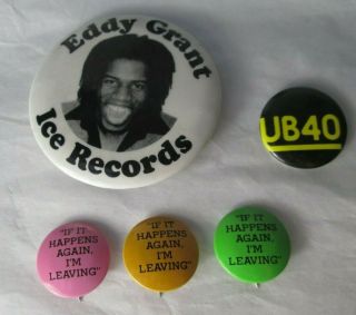 Ub40 Eddie Grant 5 X Vintage 1970s & 80s Badges Buttons Pins Punk Ska Reggae