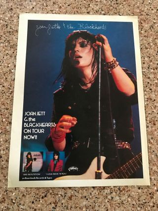 1982 Vintage 8x11 Album Promo Print Ad For Joan Jett,  The Blackhearts On Tour Now