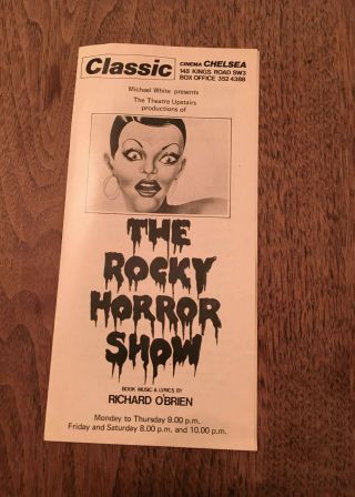 The Rocky Horror Show Programme Classic Cinema Chelsea Aug 1973