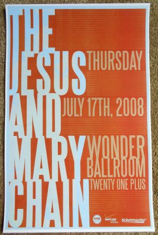 The Jesus And Mary Chain 2008 Gig Poster Portland Oregon Concert