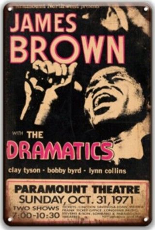 James Brown (godfather Of Soul) Tin Sign.