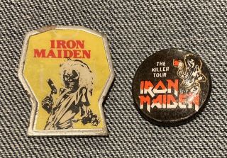 Vintage Iron Maiden Killers Metal Pin Badge X2