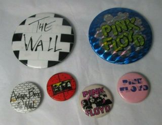 Pink Floyd 6 X Vintage Early 1980s Badges Pins Buttons Prog Rock