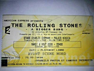 Rolling Stones Ticket Stub A Bigger Bang Aug 2006 - 15 Yrs Old Pp Uk