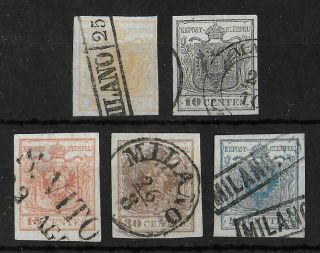 Lombardy & Venetia 1850 - 1857 Complete Set Of 5 Stamps Michel 1 - 5 Vf