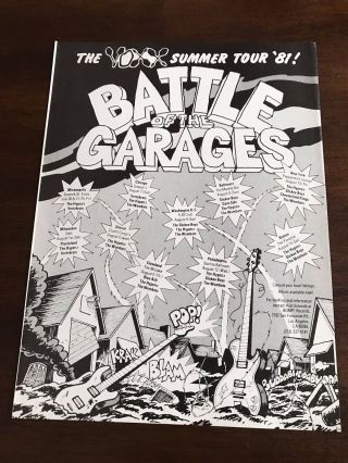 1981 Vintage 8x11 Promo Print Ad For Battle Of The Garages Summer Tour Voxx