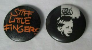 Stiff Little Fingers Slf Vintage 2 X Early 80s Badges Pins Buttons Punk Wave