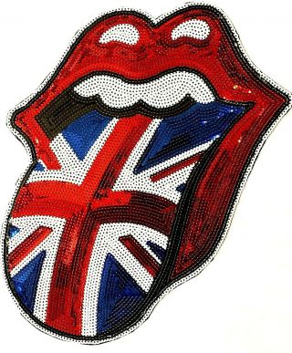 Rolling Stones - Union Jack - Glittered Sequin Giant Backpatch Iron/ Sew On