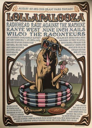 Lollapalooza Festival 2008 Radiohead,  Rage A.  T.  M. ,  Gig Poster Rock Art 14x10 " 123