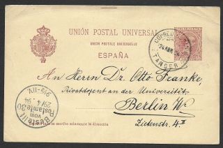 Spanish Morocco Covers 1894 10c Postal Stationery Tanger To Berlin