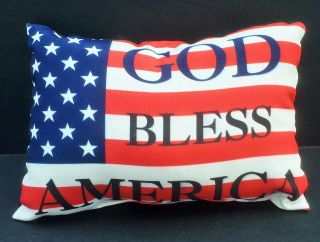 United States Usa American Flag God Bless America Patriotic Word Pillow