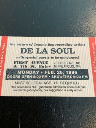 De La Soul 1996 Concert Ticket Stub Vintage First Avenue Club Minneapolis Mn