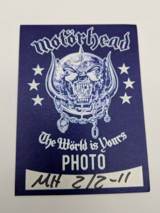 Motorhead Backstage Pass 2011 World Tour Satin Lemmy Photo Vip