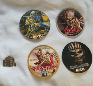 Iron Maiden Powerslave Metal Pin Badge & Trooper Coasters