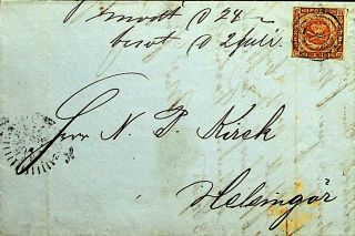 Denmark 1856 4sk On Folded Entire Letter Sheet To Helsingar