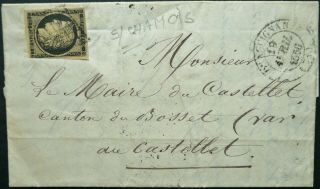 France 19 Apr 1850 Postal Entire W/ 20c Rate From Draguignan To Castellet