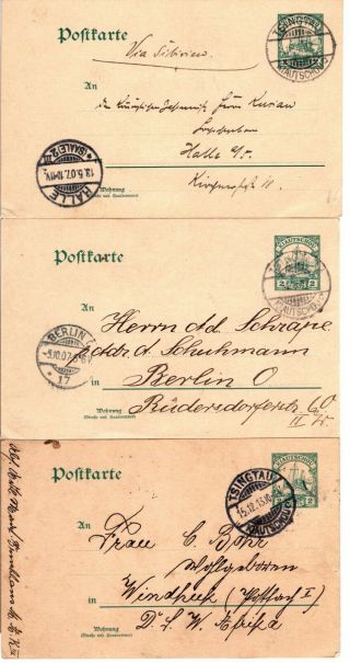 German Colony Kiautschou China Tsingtau Postcard - (3) Postal Stationery Cards