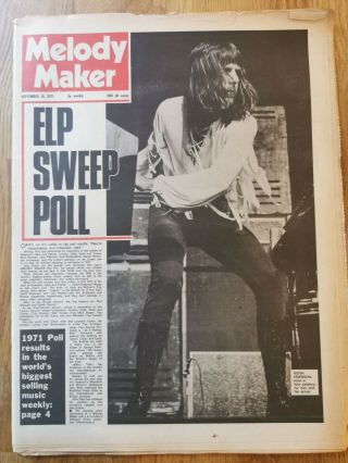 Melody Maker Newspaper September 18th 1971 Elp Cover