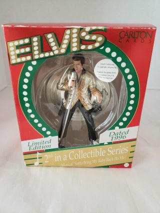Elvis 1996 Carlton Cards Musical Christmas Ornament.  2nd In A Collectible Series