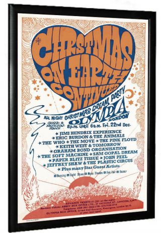 1967 Christmas On Earth Continued Poster Jimi Hendrix Pink Floyd The Who