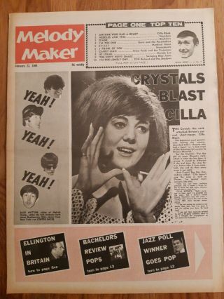 Melody Maker Newspaper February 22nd 1964 The Beatles And Cilla Black Cover