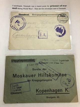 Group of 10 WW1 POW Covers Mailed to Germany Via Copenhagen,  Denmark 2