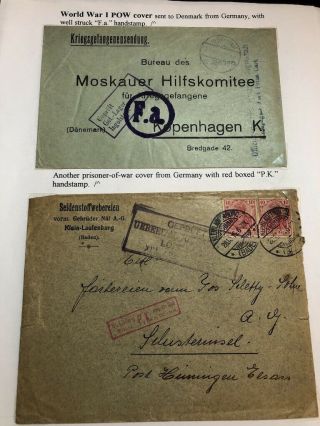 Group of 10 WW1 POW Covers Mailed to Germany Via Copenhagen,  Denmark 3