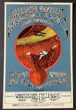 Bg 171 Grateful Dead Jefferson Airplane Fillmore Concert Postcard Randy Tuten 69