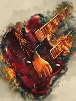 Led Zeppelin Jimmy Page Guitar Art Print 13x19 Glossy Poster