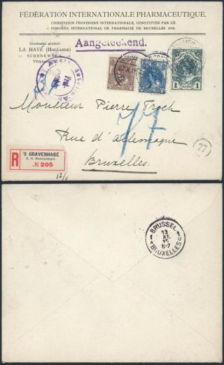 Netherlands Wwi 1915 - Registered Cover To Brussels Belgium - Censor D230