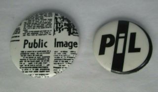 Pil Public Image Ltd 2 X Vintage 1980s Us Badges Pins Buttons Punk Wave