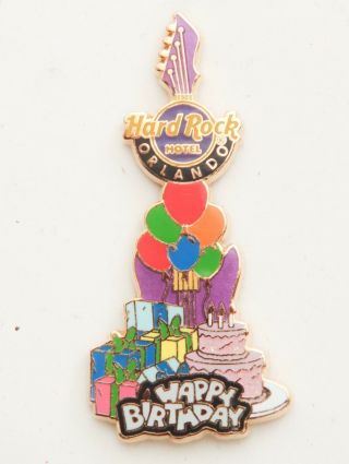Hard Rock Cafe Pin Orlando Hotel Happy Birthday W/ Card Presents Balloon Cake