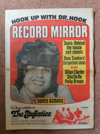 Record Mirror Newspaper July 8th 1972 Donny Osmond Cover