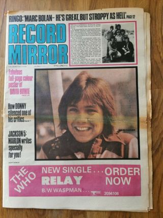 Record Mirror Newspaper December 16th 1972 David Cassidy And David Bowie