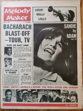 Melody Maker Newspaper June 5th 1965 Sandie Shaw Cover