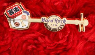 Hard Rock Cafe Pin FUKUOKA Shamisen Guitar geisha girl instrument hat lapel 2
