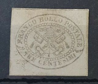 Italy Papal States 1867 Hinged 3c Grey Sass 15 Cv €2500