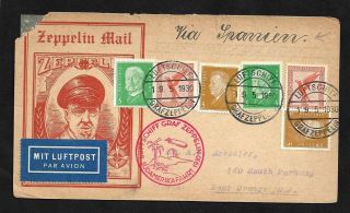 Zeppelin Germany To Usa Via Spain On Board Cds Air Mail Cover 1930
