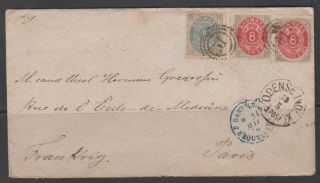 Denmark 1876.  Entire Cover To France.  Nummeral/lap.  Canc.  " 51/odense Indl.  Kt.  ".