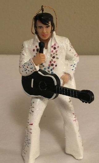 Kurt S Adler Elvis Presley White Caped Jumpsuit & Guitar Christmas Ornament
