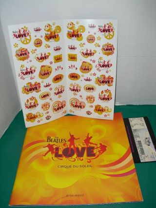 Beatles Love Cirque Du Soleil Souvenir Program Book Las Vegas Mirage Stickers