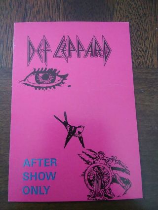 Def Leppard Tour Backstage Pass Groupie Pass Otto Unlaminated Card