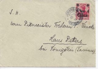 1914 Germany Offices In China Cover Shanghai Cancel To Konigstein W/4c Stamp