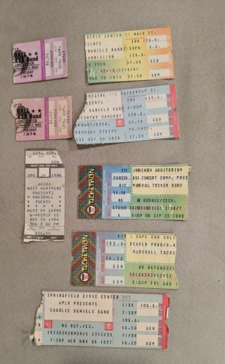 Marshall Tucker Band And Charlie Daniels Concert Ticket Stubs From Late 70 & 80s