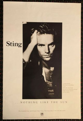 Sting Nothing Like The Sun 24x36 Promo Poster A&m 1987 The Police