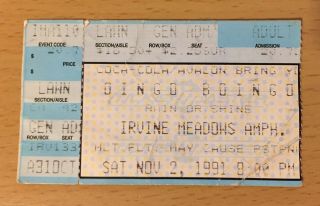 1991 Oingo Boingo Los Angeles Concert Ticket Stub Danny Elfman Weird Science