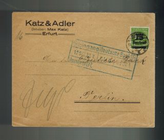 1923 Erfurt Germany Inflation Cover To Berlin Deutsche Bank Katz & Adler