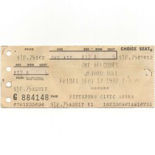 Jethro Tull & Saga Concert Ticket Stub Pittsburgh Pa 9/17/82 Broadsword Tour