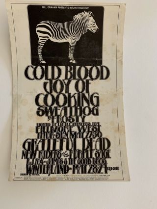 Bg - 282 Cold Blood Grateful Dead Fillmore Postcard Ad Back Handbill