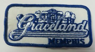 Vintage Graceland Memphis Embroidered Patch Blue White Elvis Presley